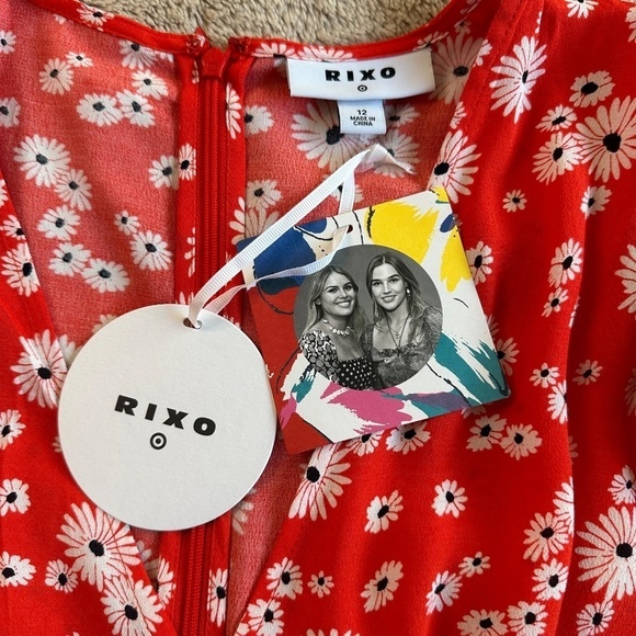 RIXO X Target Mini Dress Womens Size 12  V-Neck Daisy Print Cottagecore - Picture 11 of 16